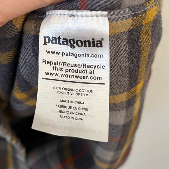 Patagonia Mens Fjord Plaid Flannel Shirt L Boulevard Brewing Co Organic Button - Picture 7 of 11